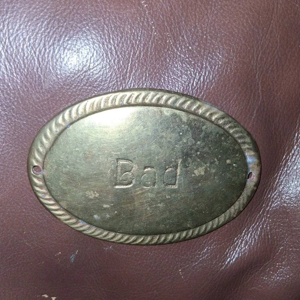Vintage Brass Oval Belt Buckle Bad Engraved Stamped Rope Border 3.5 Inch
